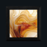 Amber Brandy Abstract Ink Wedding Party ID1089 Gift Box<br><div class="desc">The striking gift box shown here provides a template to easily add your wedding party member, name and wedding date. As part of a complete wedding collection, with a rich color palette in shades reminiscent of liquid maple syrup or fine brandy, it exudes warmth and sophistication. Perfect for couples seeking...</div>