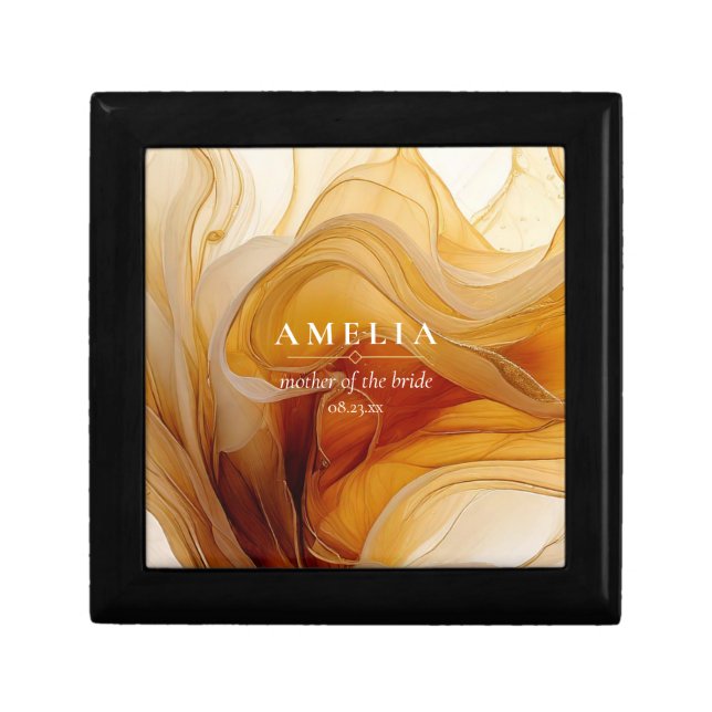 Amber Brandy Abstract Ink Wedding Party ID1089 Gift Box (Front)