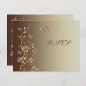 Amber, Brown Floral with Butterflies Reply Card (Front/Back)