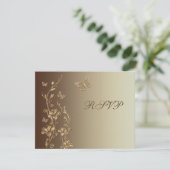 Amber, Brown Floral with Butterflies Reply Card (Standing Front)