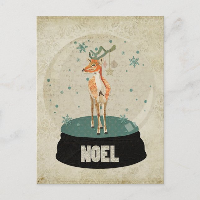 Amber Buck Noel Snowglobe Postcard (Front)