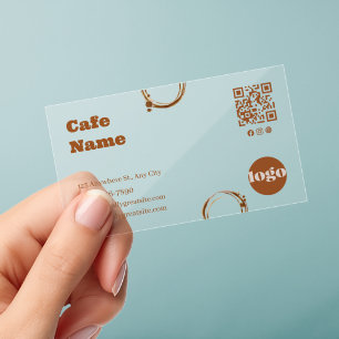 Amber Coffee Ring Cafe Business Card Design Clear Business Cards