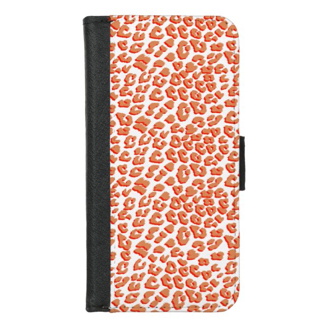 Amber Color and White Leopard Print iPhone Wallet Case (Front)