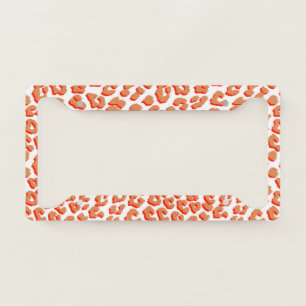 Amber Color and White Leopard Print License Plate Frame