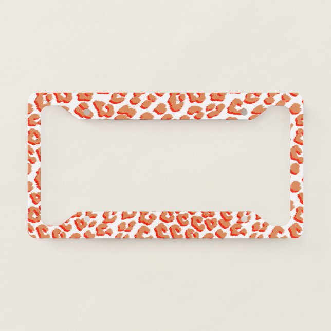 Amber Color and White Leopard Print License Plate Frame (Front)