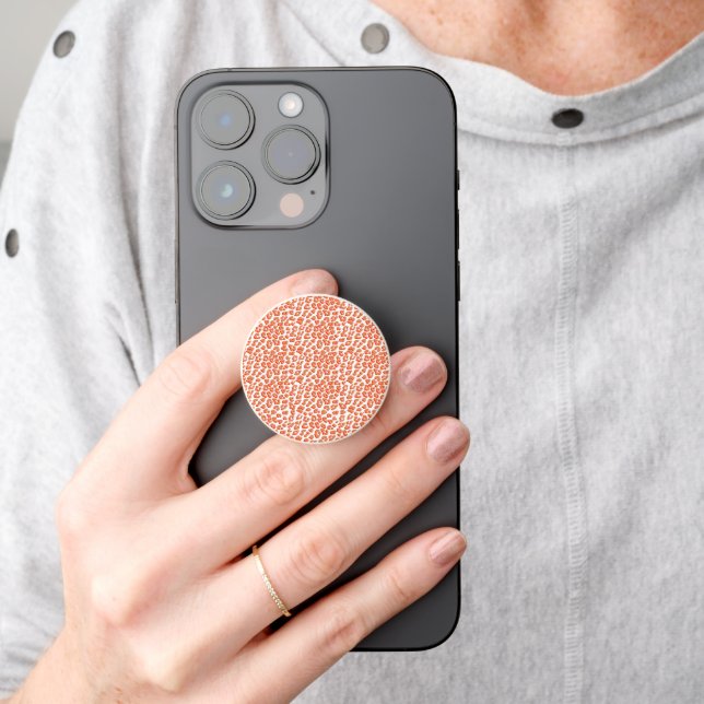 Amber Color and White Leopard Print PopSocket (Hand)