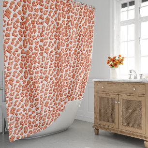Amber Color and White Leopard Print Shower Curtain