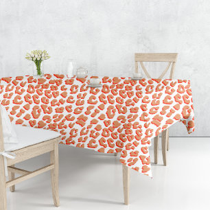 Amber Color and White Leopard Print Tablecloth