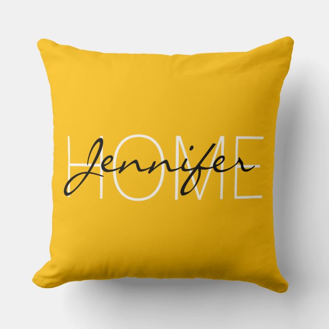 Amber color home monogram throw pillow (Front)