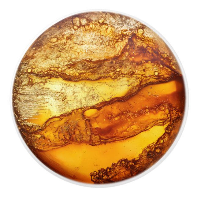 Amber Color Pattern Ceramic Knob (Front)