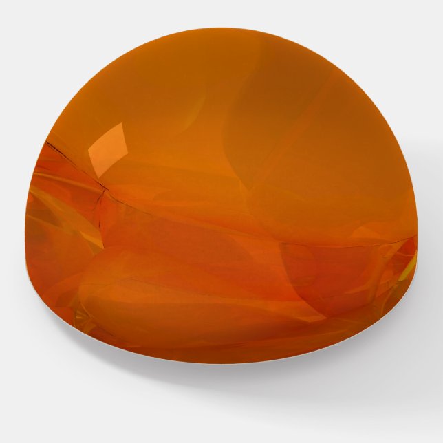 Amber Colored Abstract Paperweight (Angled)