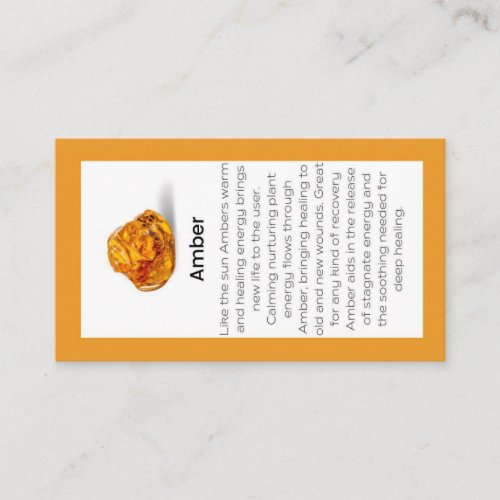 Amber Crystal Meaning Jewelry Display Card 