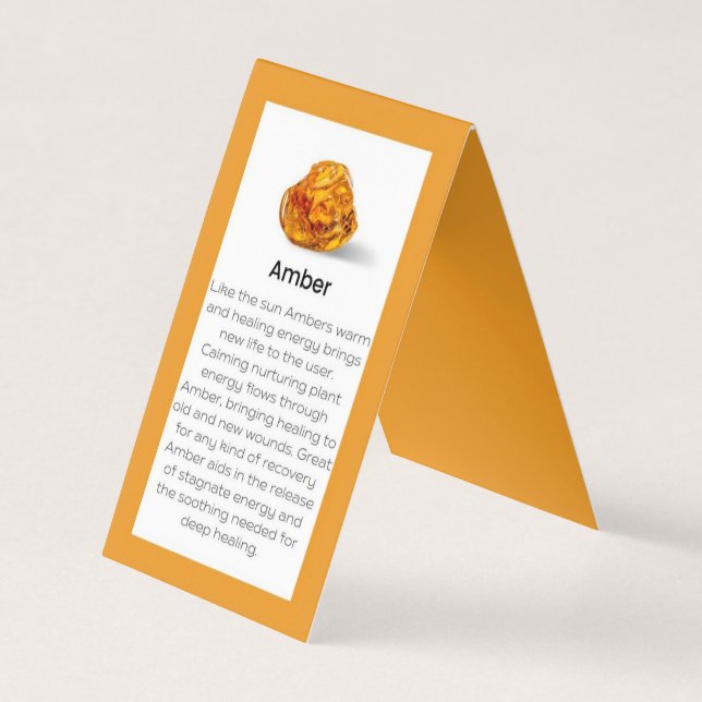 Amber Crystal Meaning Jewelry Display Card (Front)
