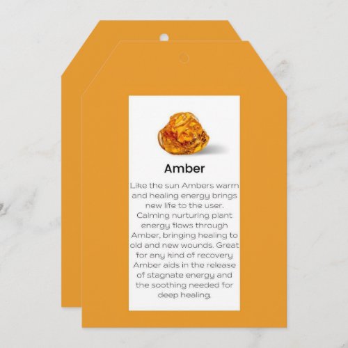 Amber Crystal Meaning Jewelry Display Card Tag