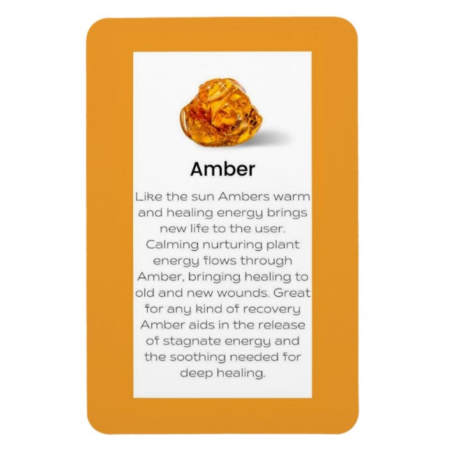 Amber Crystal Meaning Jewelry Gemstone Sign Magnet (Vertical)