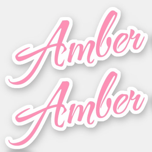 Amber Decorative Name in Pink x2 Sticker