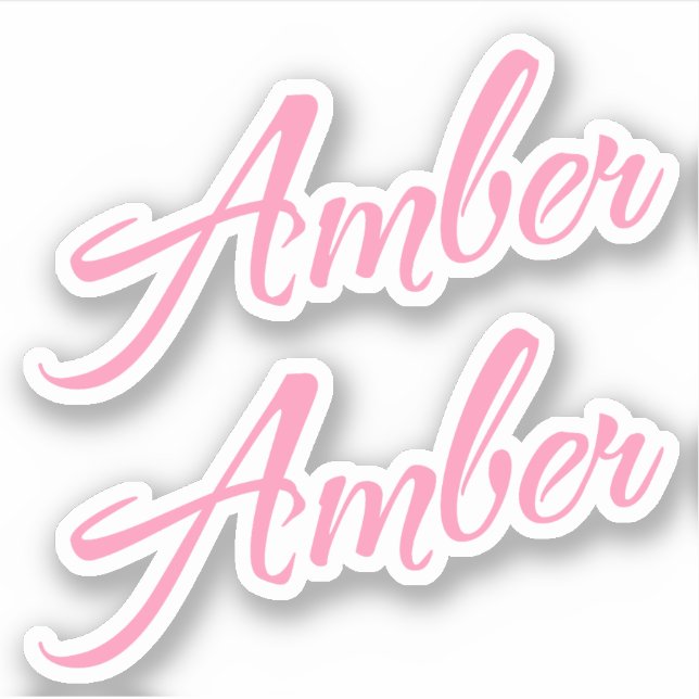 Amber Decorative Name in Pink x2 Sticker (Front)