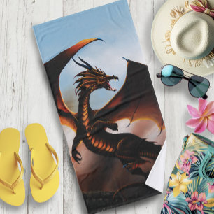 Amber Dragon Fantasy Bath Towel