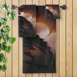 Amber Dragon Fantasy Bath Towel Set