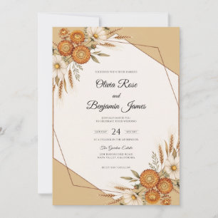 Amber Dried Wildflower Wedding Invitation