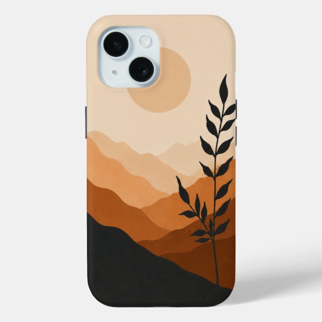Amber Dusk Minimal Landscape Phone Case (Back)