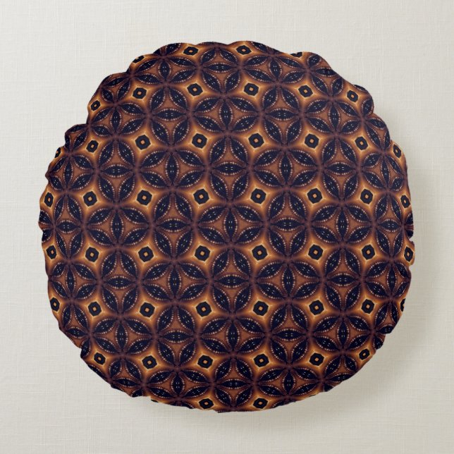 Amber Eclipse Mosaic Round Pillow (Front)