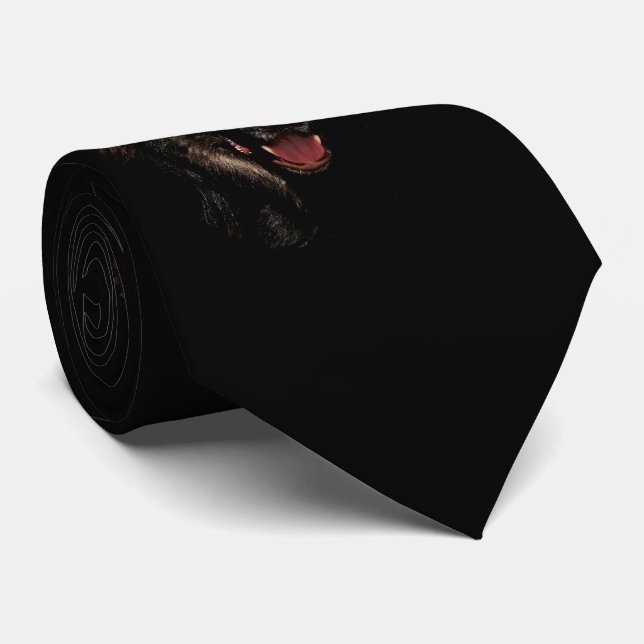 Amber Eyed Black German Shepherd Dog Neck Tie (Rolled)