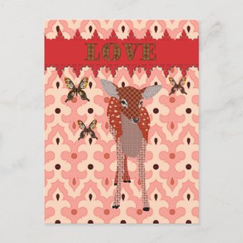 Amber Fawn & Golddust Butterflies Pink  Love  Post Postcard by Greyszoo at Zazzle
