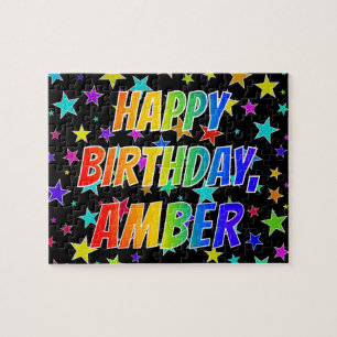 "AMBER" First Name, Fun "HAPPY BIRTHDAY" Jigsaw Puzzle