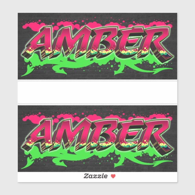 Amber First Name Graffiti Sticker (Sheet)
