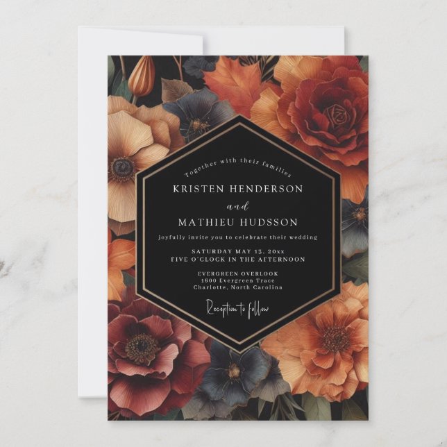 Amber Floral Harvest Wedding Invitation (Front)
