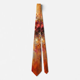 Amber Floral Rhapsody Abstract Neck Tie