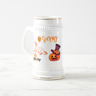 AMBER Floral White Pumpkin Custom Name Fall Beer Stein