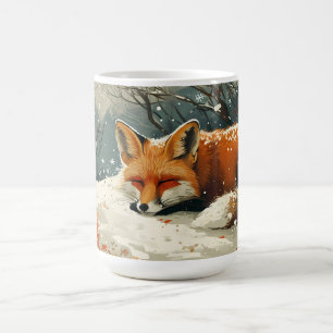 Amber Fox Asleep in Snow Coffee Mug