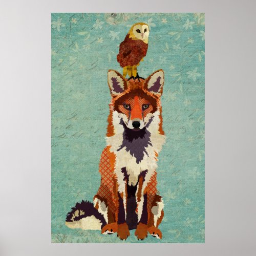 Amber Fox  Owl Art Poster