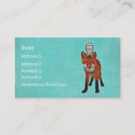 Amber Fox & Owl Business Card