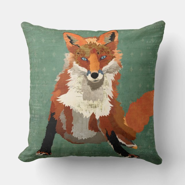 Amber Fox Retro Pillow (Front)