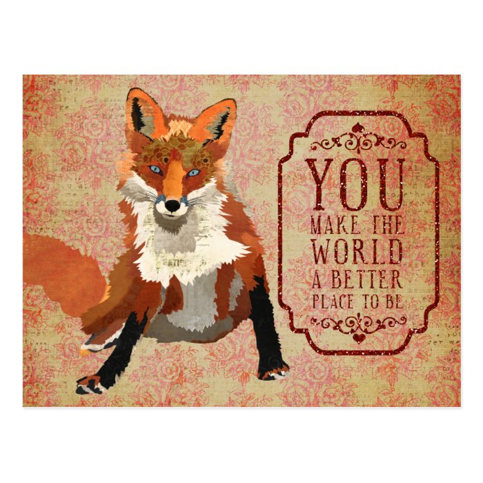 Amber Fox Valentines Day Postcard