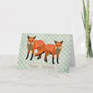 Amber Foxes Birthday Card