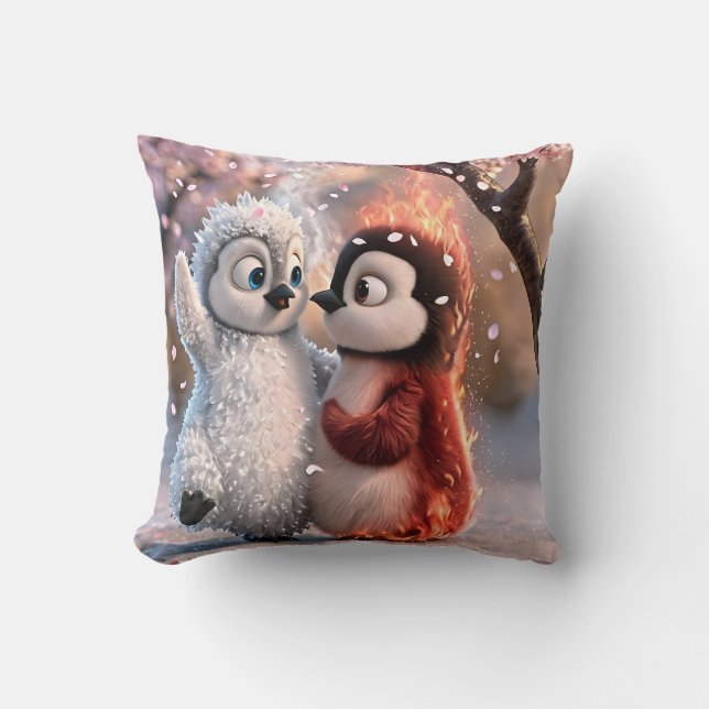 Amber & Frosty Cozy Penguin Pillow (Front)