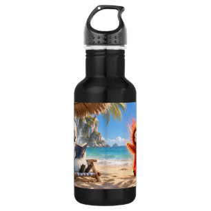 Amber & Frosty Tropical Beach Day Stainless Steel Water Bottle
