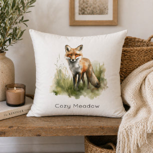 Amber Gaze: Meadow Fox, custom Throw Pillow