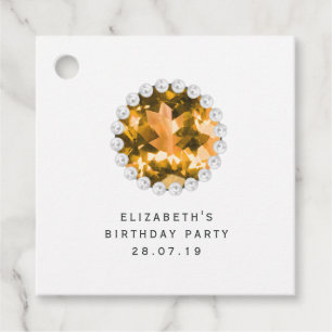 Amber Gemstone Luxury Tufted Faux Leather Favor Tags