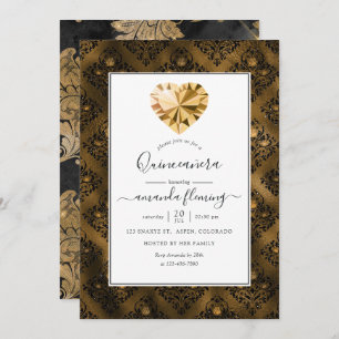 Amber Gemstone Quinceañera Invitation