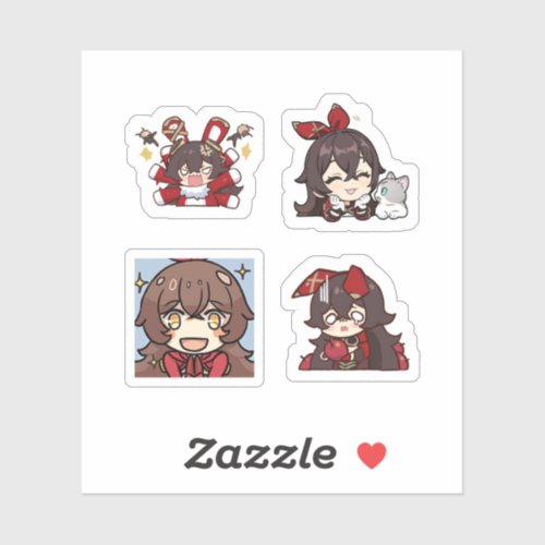 Amber Genshin Impact 4 Pack Sticker Sheet Extra