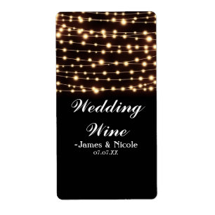 Amber Glow Lights Wedding Holiday Party Wine Label