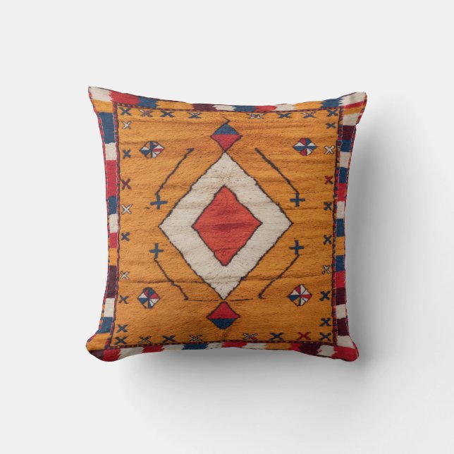 Amber Glow" Moroccan Kilim Pillows: Throw Pillow (Front)