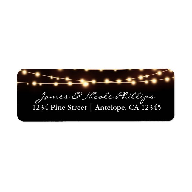 Amber Glow String Lights Elegant Address Labels (Front)
