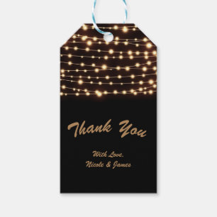 Amber Glow String Lights Elegant Glam Party Favor Gift Tags