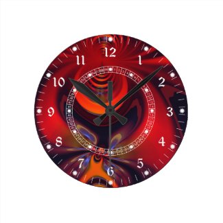 Amber Goddess – Red and Gold Delight Round Wall Clock